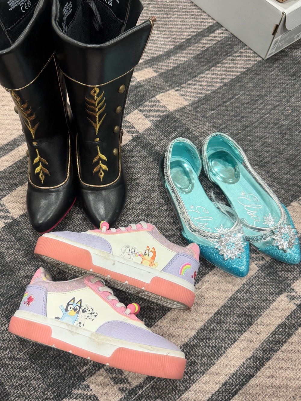 Anna, Elsa (Frozen), and Bluey shoes